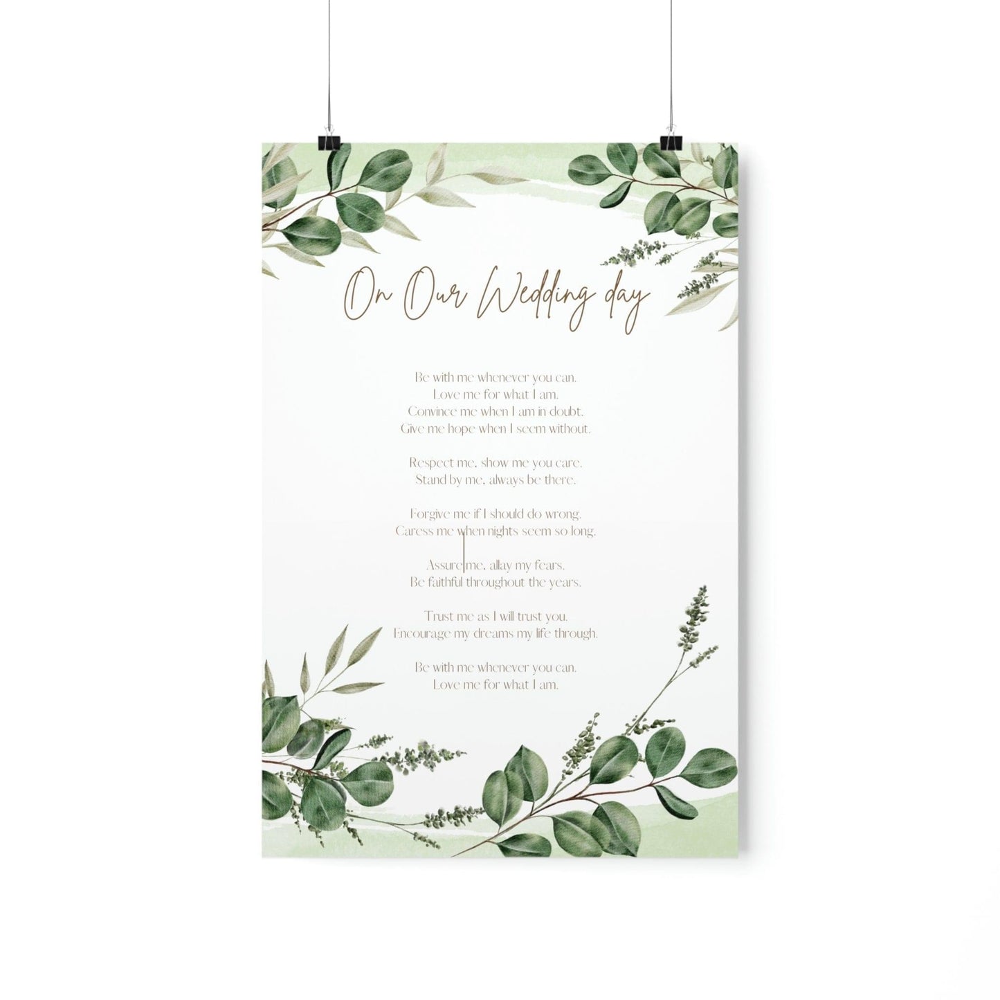 On Our Wedding Day Poem Posters