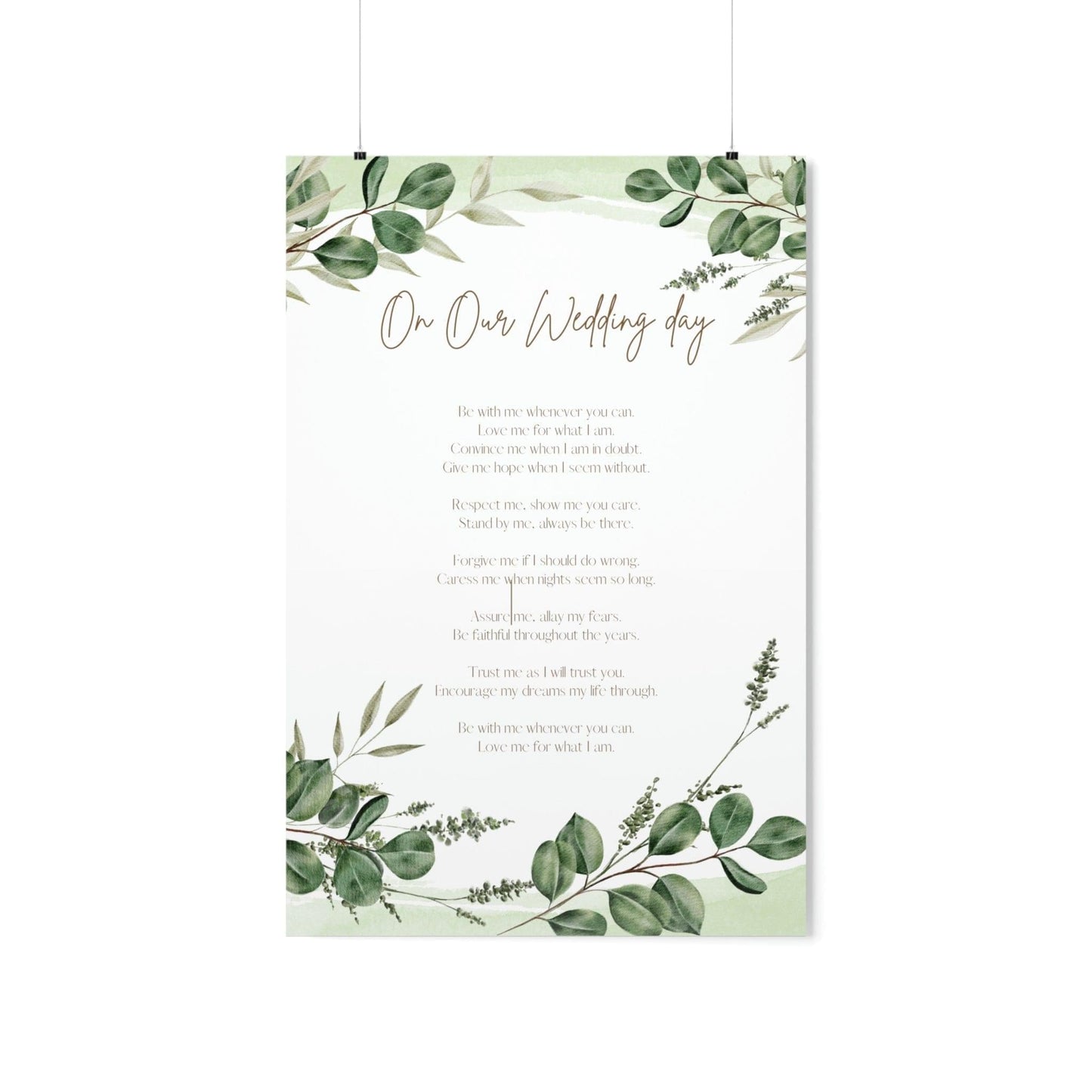 On Our Wedding Day Poem Posters