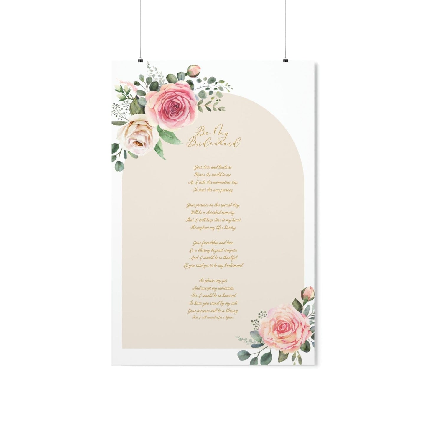 Unique Bridesmaid Poem Poster - An Emotional Invitation for Your Bridesmaids