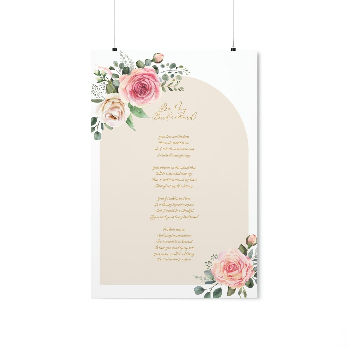 Unique Bridesmaid Poem Poster - An Emotional Invitation for Your Bridesmaids