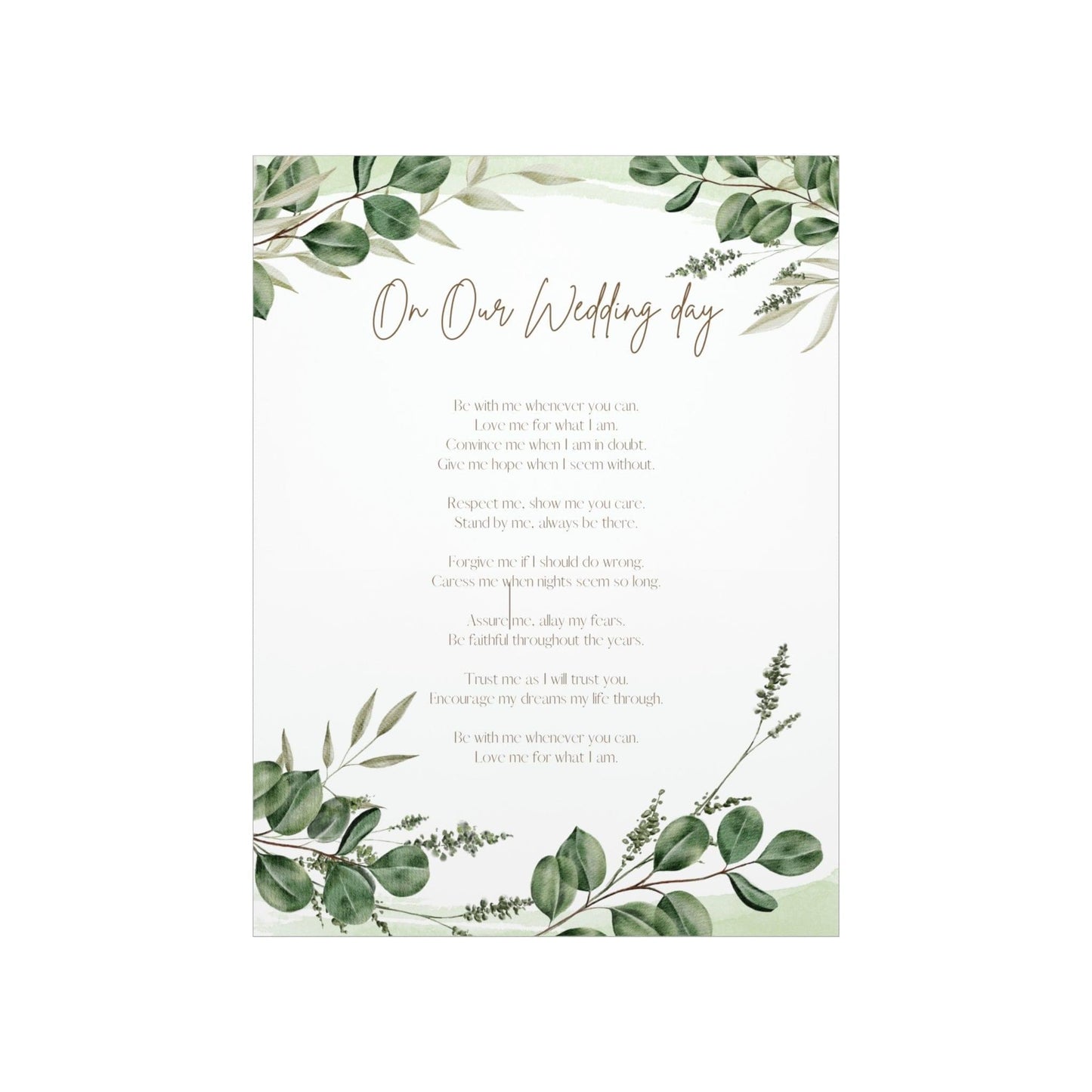 On Our Wedding Day Poem Posters