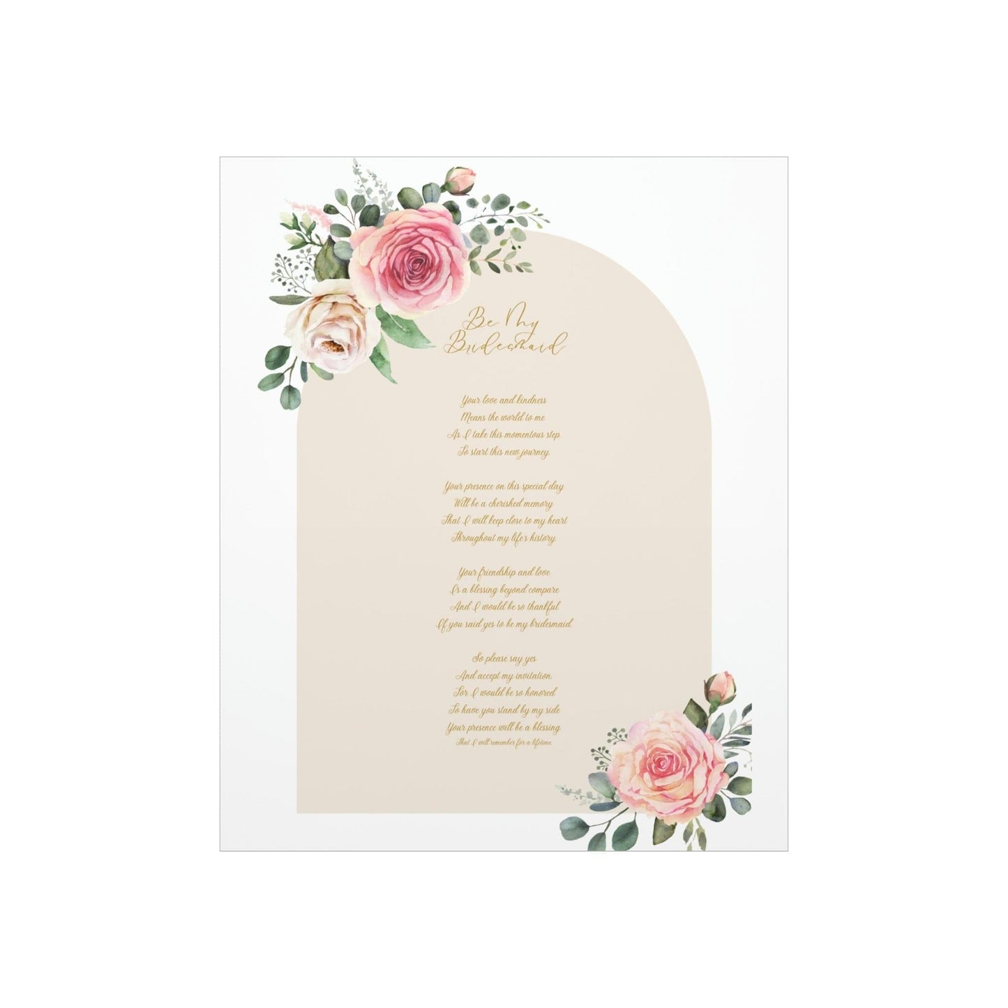 Unique Bridesmaid Poem Poster - An Emotional Invitation for Your Bridesmaids