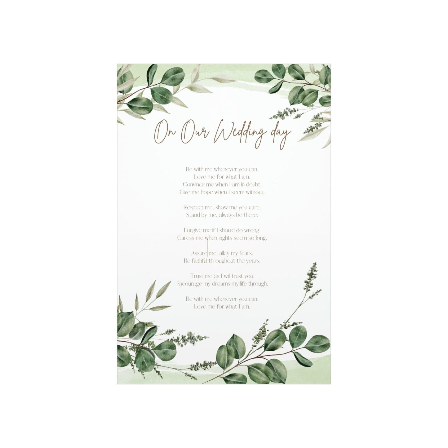 On Our Wedding Day Poem Posters