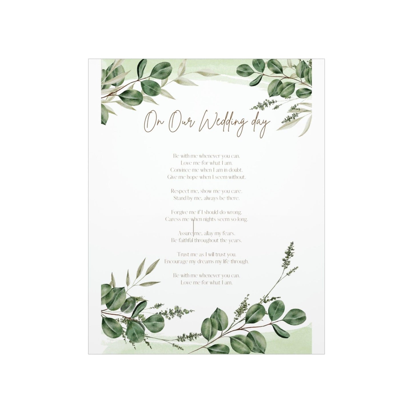 On Our Wedding Day Poem Posters