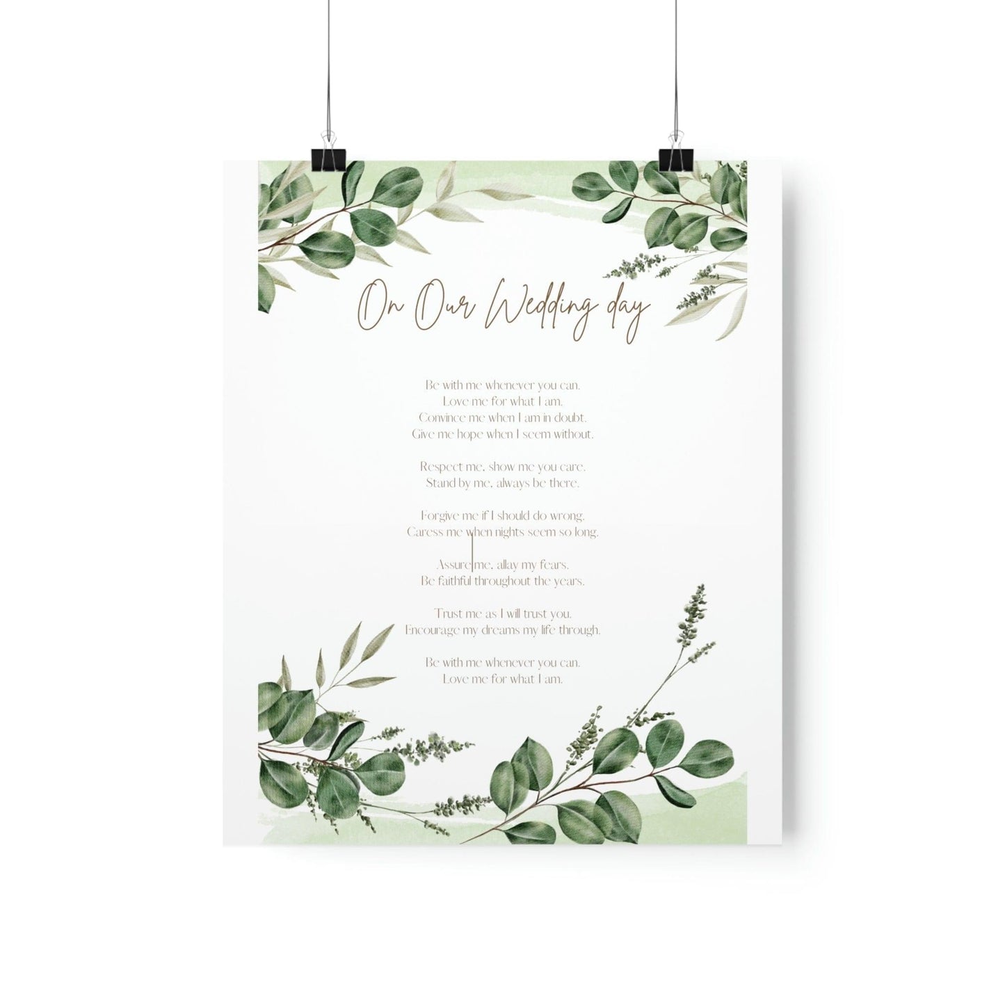 On Our Wedding Day Poem Posters