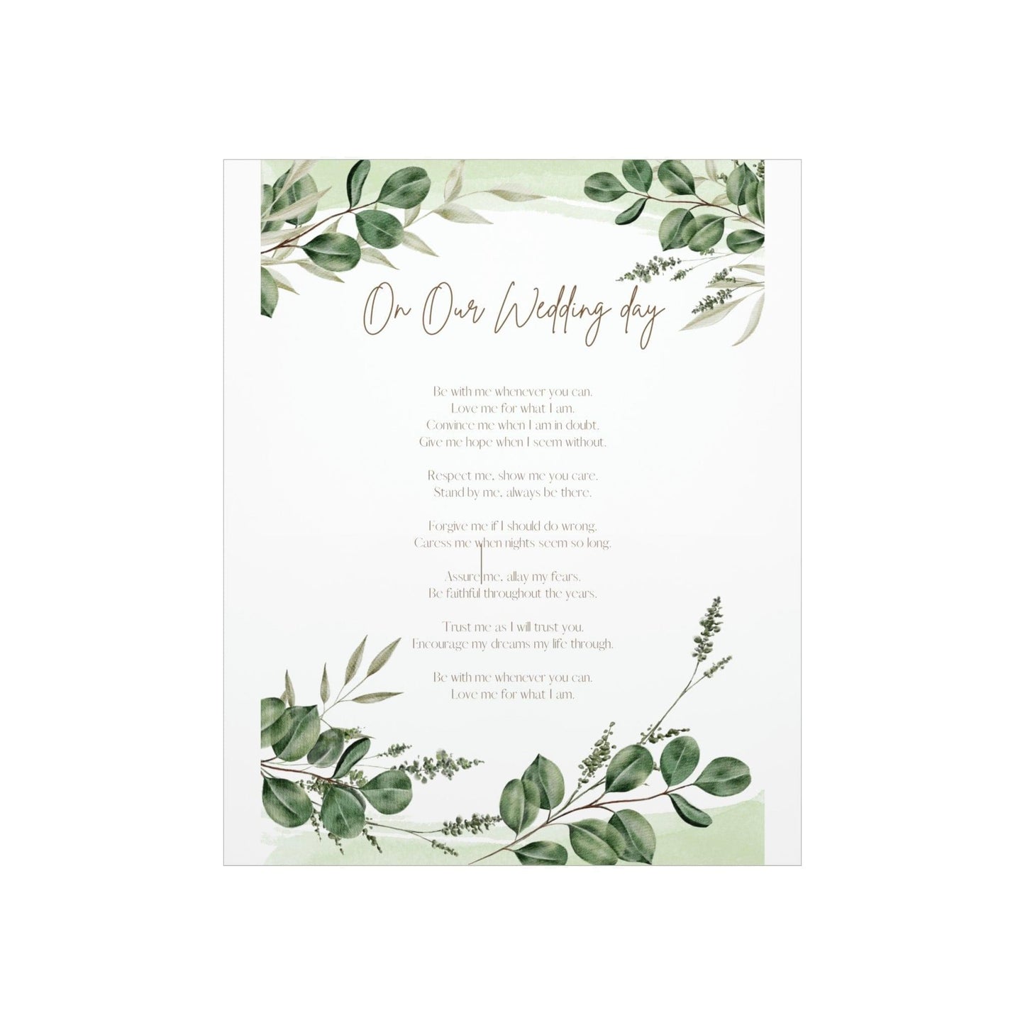 On Our Wedding Day Poem Posters