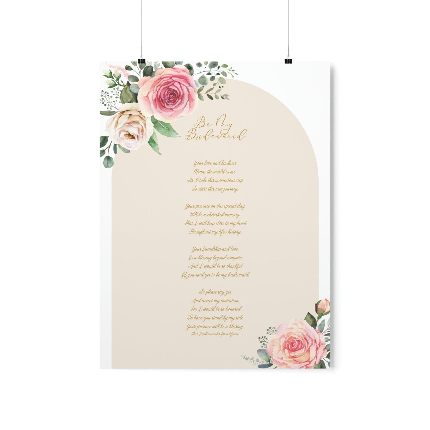 Unique Bridesmaid Poem Poster - An Emotional Invitation for Your Bridesmaids