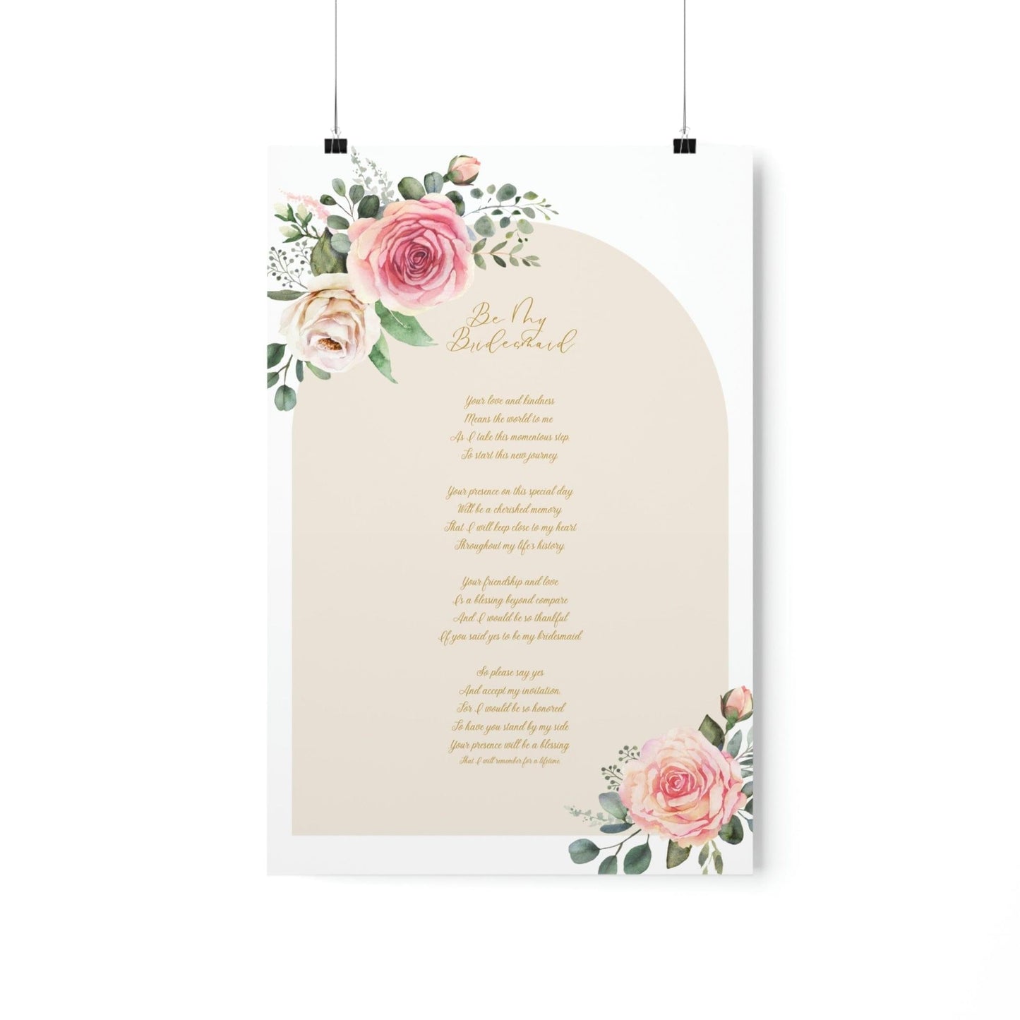 Unique Bridesmaid Poem Poster - An Emotional Invitation for Your Bridesmaids