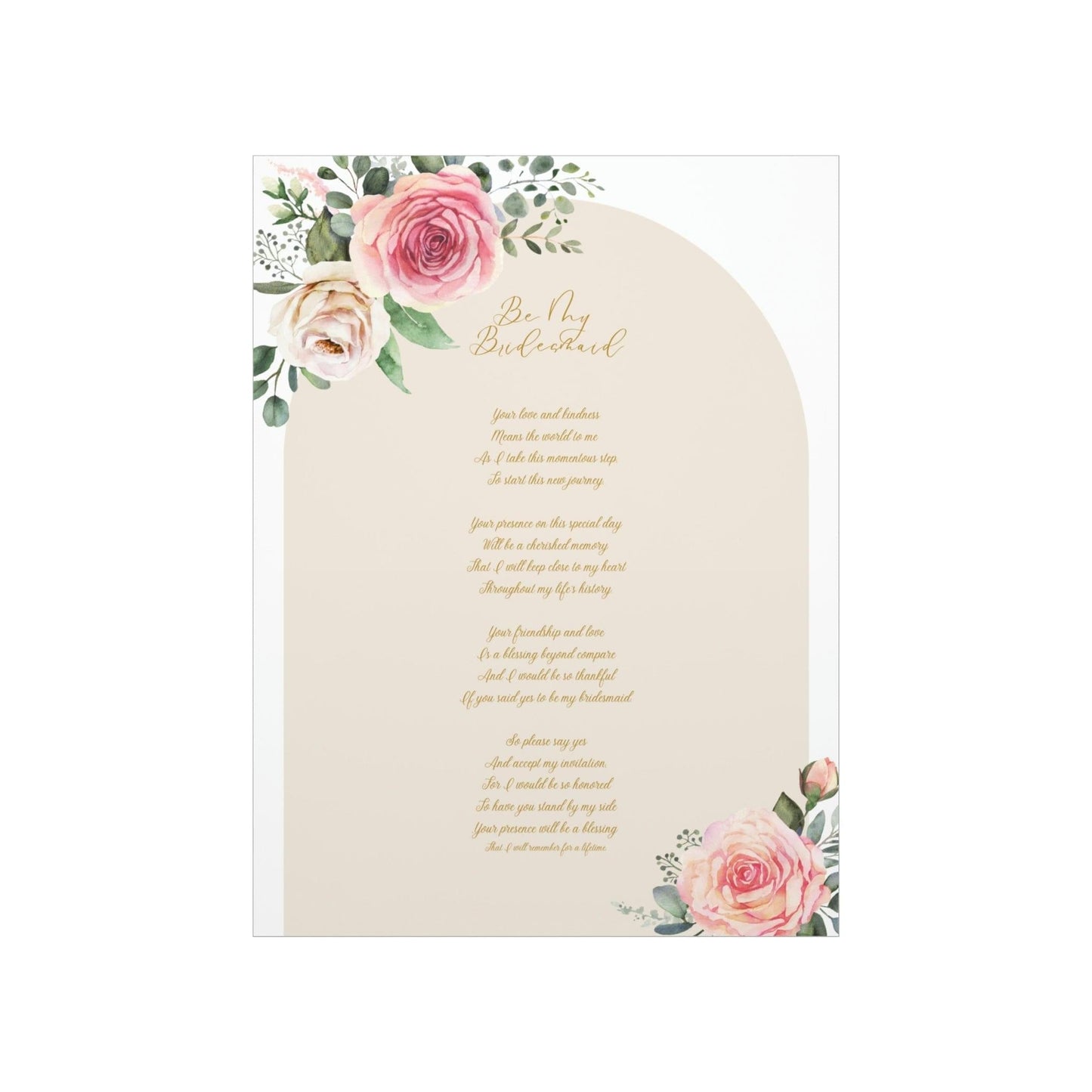 Unique Bridesmaid Poem Poster - An Emotional Invitation for Your Bridesmaids