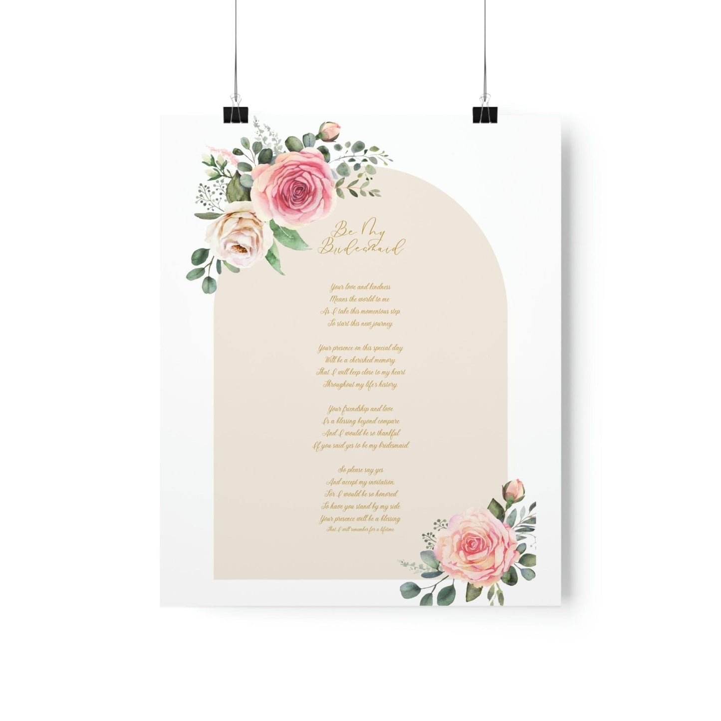 Unique Bridesmaid Poem Poster - An Emotional Invitation for Your Bridesmaids