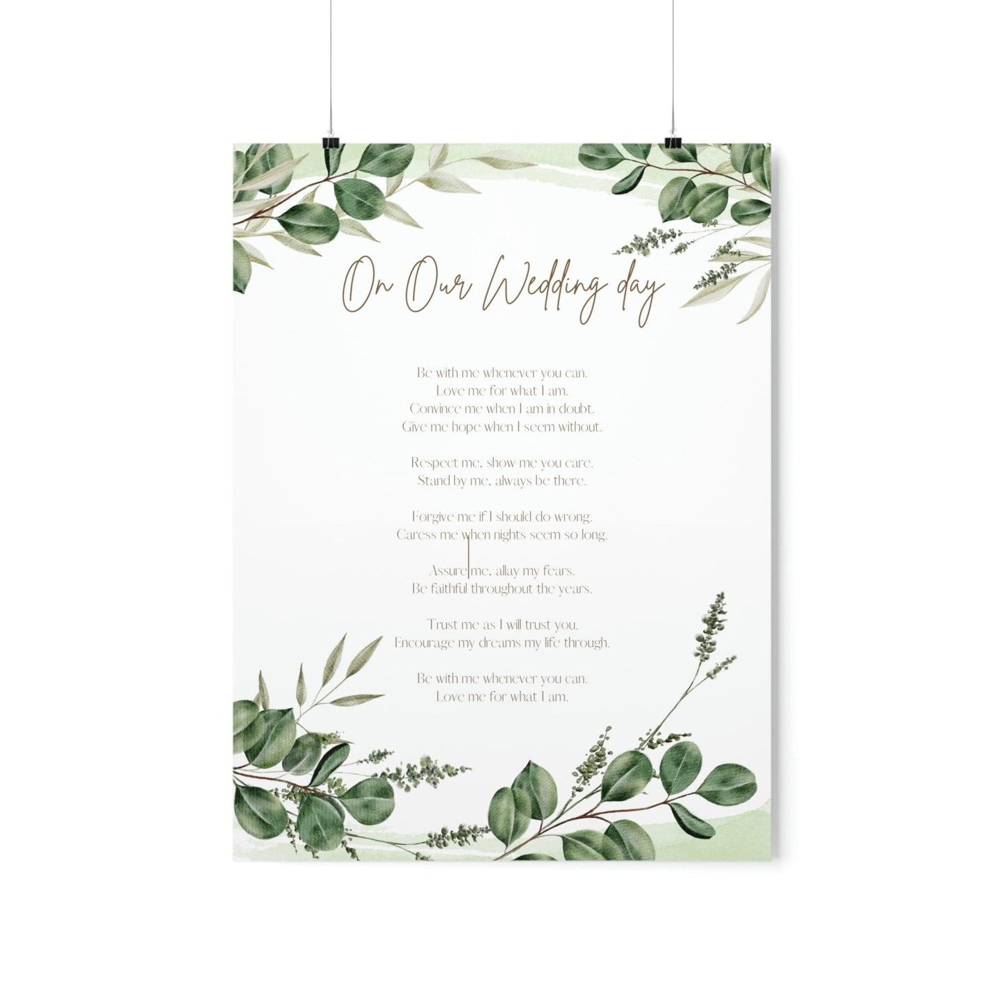 On Our Wedding Day Poem Posters