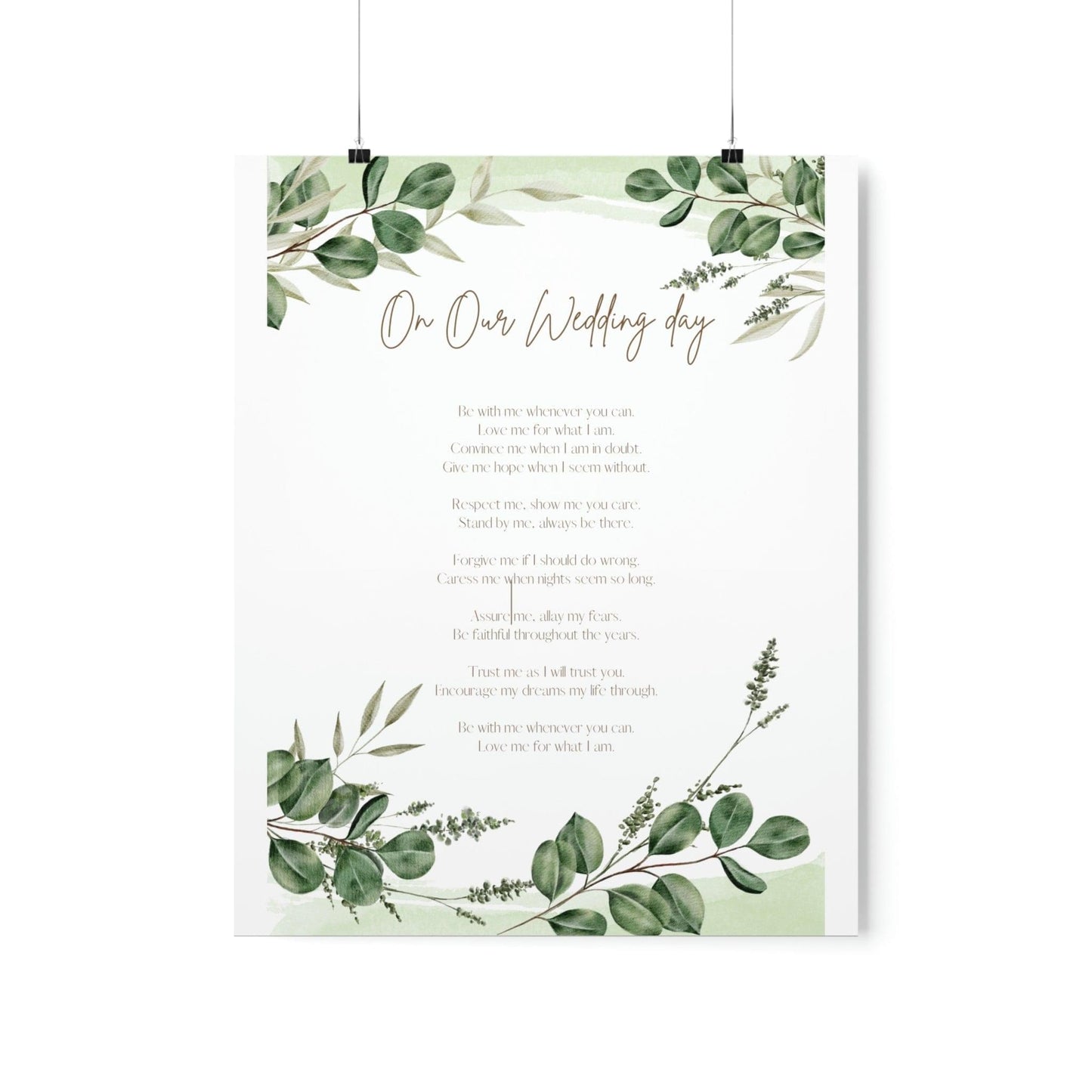 On Our Wedding Day Poem Posters