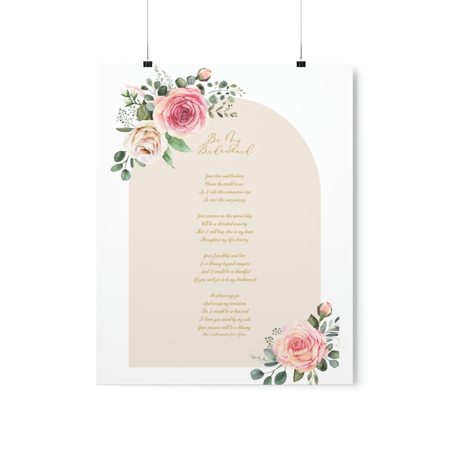 Unique Bridesmaid Poem Poster - An Emotional Invitation for Your Bridesmaids